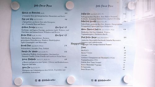 menu at Little Dancer in Linz