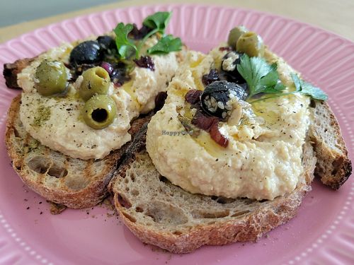 Hummus toast at Miło bistro in Warsaw