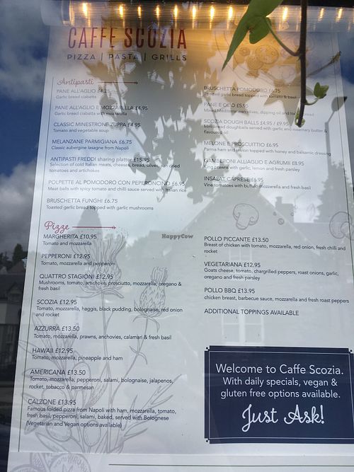 Menu Part I at Caffe Scozia in Pitlochry