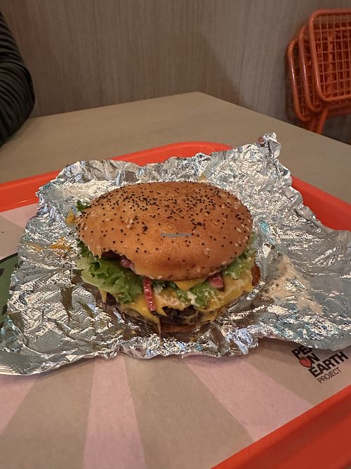 Classic burger with GF bun. So good!  at Earth Burger - Nacogdoches Rd in San Antonio