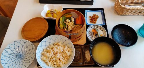 Steamed vegetables set menu at Cafe 369 in Chiba
