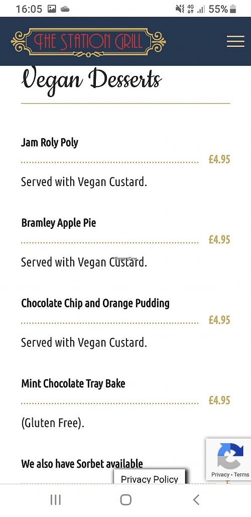 Desserts at The Station Grill in Llansantffraid