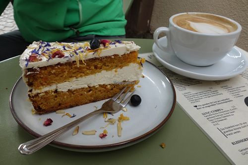 Carrot cake (vegan) at LUUC Café in Saarbrucken