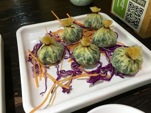 Funny balls! at Ji Xiang Cao - Lucky Zen & Veg Restaurant in Shanghai