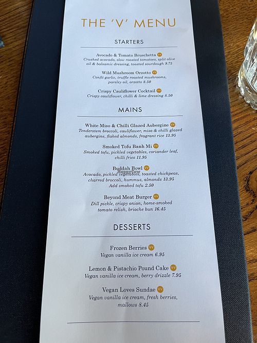 Vegan menu available on request  at Scott's in Troon