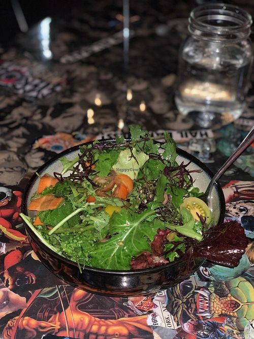 BASIC AF SALAD
Mixed greens, shaved carrot, cherry tomato, crouton choice of- ranch or balsamic vinaigrette at The 4th Horseman in Long Beach