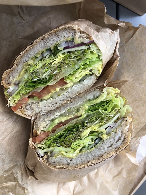 Herbivore delight sando.  Good but on the small side.  Maybe so you’ll have room for dessert! 😈 at Pushkin's in Roseville