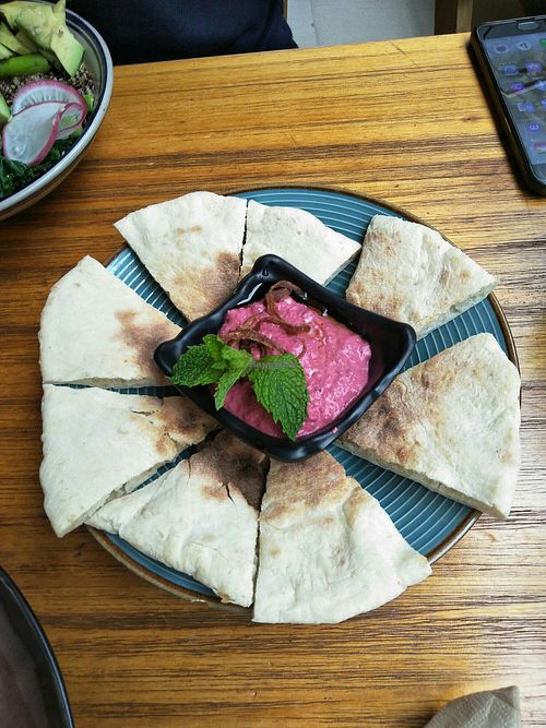 Beetroot hummus & pitta at Salvador's Loft  in Kunming