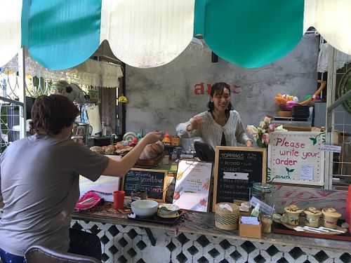 The restaurant and our cook at Samata in Chiang Mai