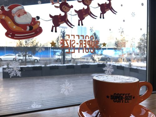 Soy latte at Super Size Coffee in Ulaanbaatar