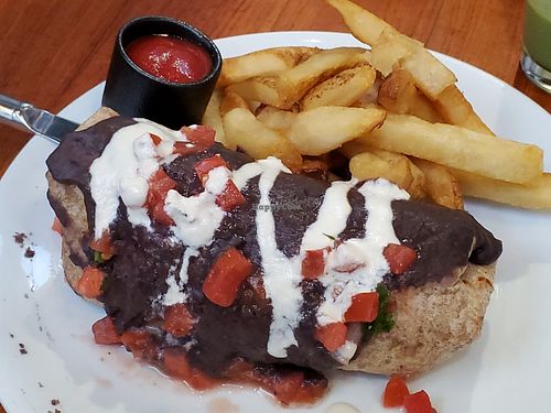 Burrito with fries at Real Food Daily in West Hollywood