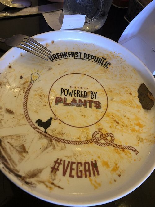 Special plates 😊 and I forgot to take the picture before I plowed in at Breakfast Republic in Irvine