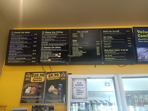 Menu at Taco Boy in Noosa Heads