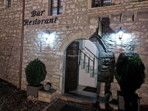 Outside at night at Antigoni in Berat