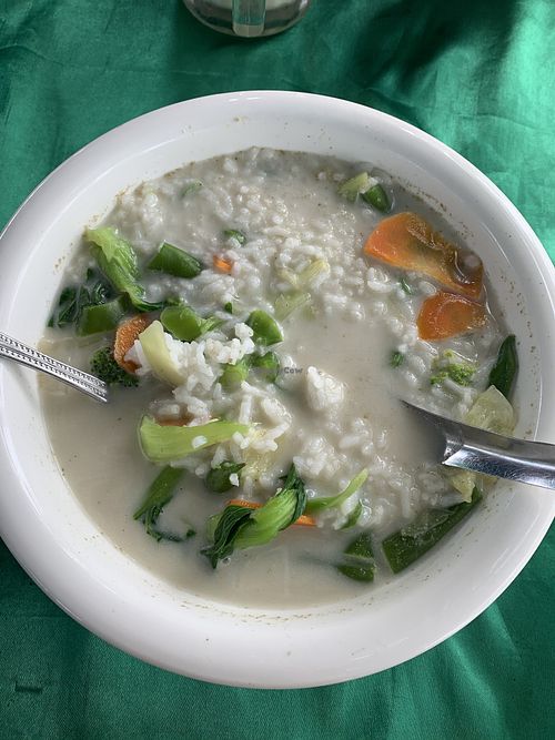 Green curry soup at Tamarind Tree Restaurant Mekong in Luang Prabang