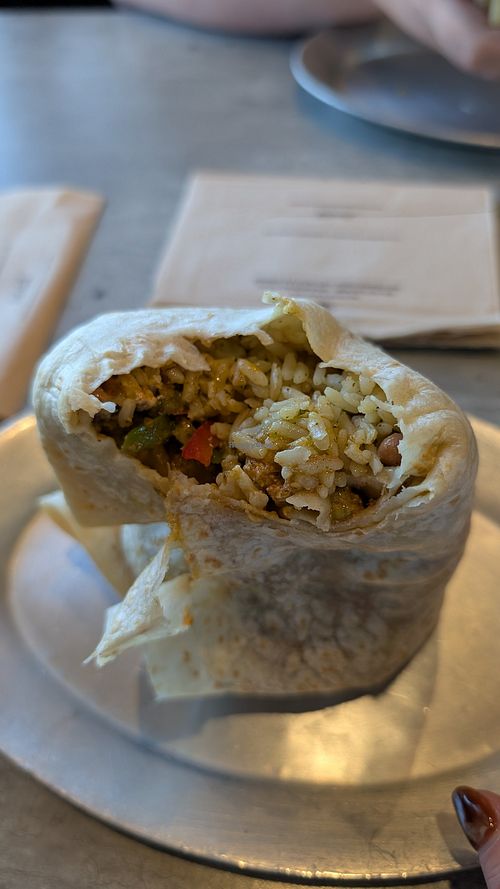 Tofusada burrito with rice, pinto, guac and veg. at Pancheros in Rapid City