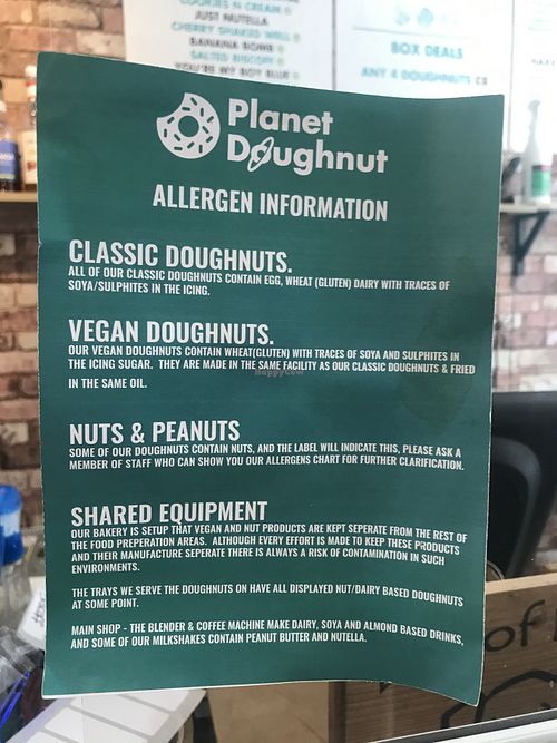 Allergen Info at Planet Doughnut in Shrewsbury