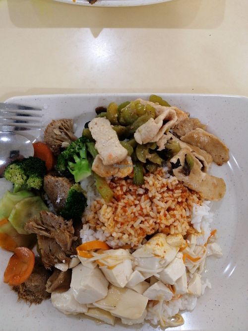 Mixed vegetables rice at Hui Yuan Zhai 慧缘斋 in Central Singapore