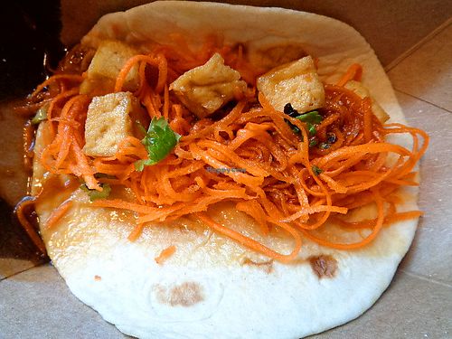 Veganized Mongo taco with tofu at the VegFest. at Balance Pan-Asian Grille in Cleveland