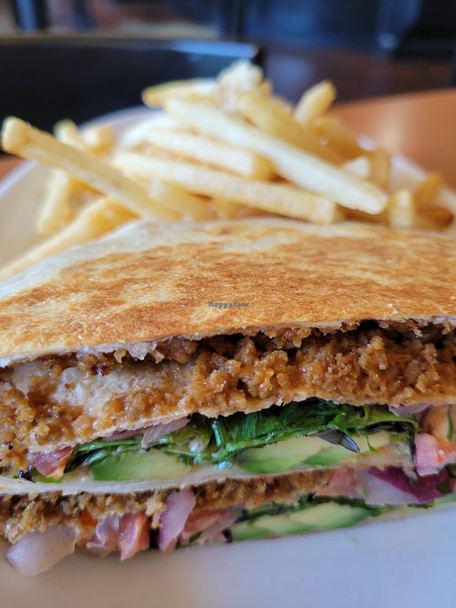 Munchwrap supreme & garlic fries (re-added) at Native Foods in West Los Angeles