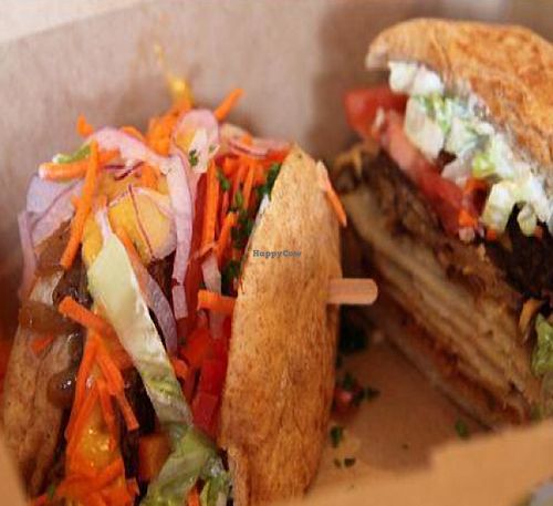 vegan bacon cheeseburger with daiya at Native Foods in West Los Angeles