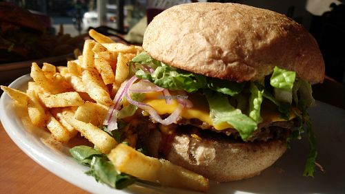 The classic double cheese... at Native Foods in West Los Angeles