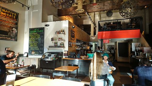Inside window view at Native Foods in West Los Angeles