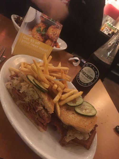 Reuben with seasoned fries, Boylan soda, and extra thousand island! at Native Foods in West Los Angeles