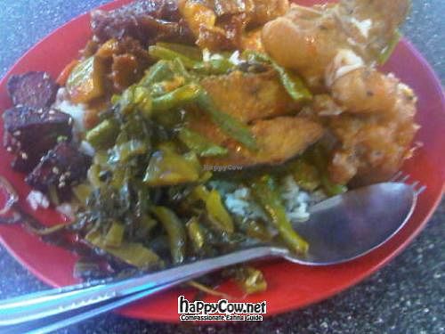 Buffet plate at Le Tian Vegetarian Stall in Kuala Lumpur