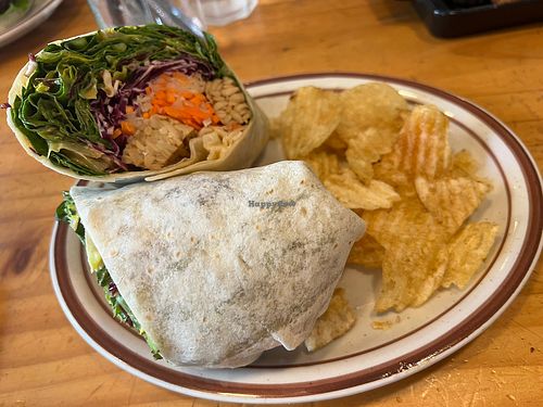 The new menu item- fresh tempeh peanut crunch wrap  at Plant Cafe & Kitchen - Itaewon in Seoul
