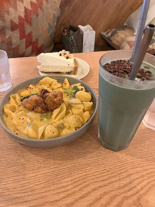Mac and cheese, green smoothie and coconut pie  at Plant Cafe & Kitchen - Itaewon in Seoul