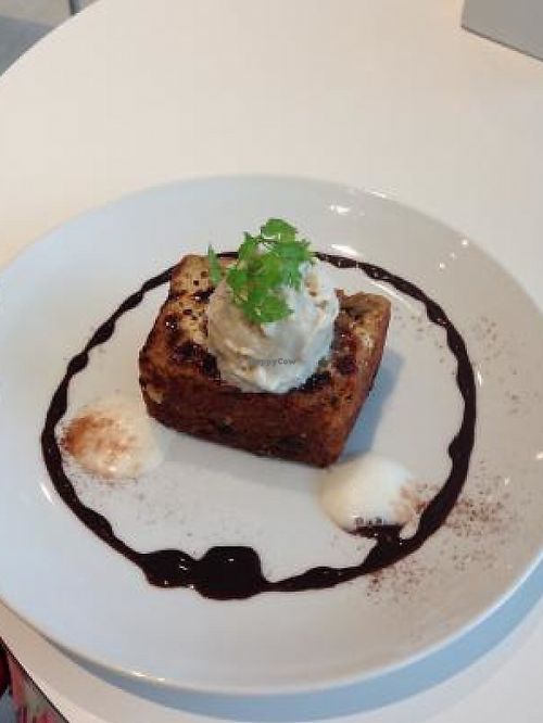 Banana and cacao cake with soy ice cream at Hanada Rosso in Tokyo