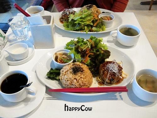 Soringy brown rice which I love and the basic Japanese food were very tasty. It wasn't salty. One of my favorite restaurant. at Hanada Rosso in Tokyo