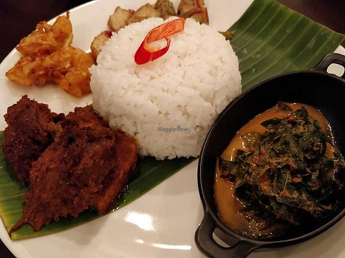 Nasi Lemak Rendang with tofu Tempeh at Warung Ijo in Central Singapore