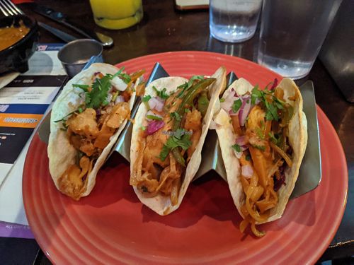 Vegan jackfruit tacos - half price for happy hour! at Blanco in Calgary