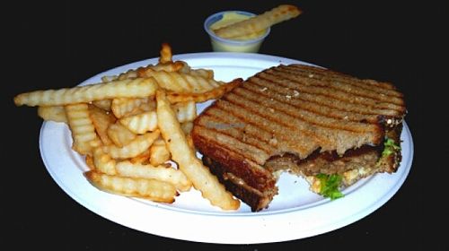 Patty Melt and Fries  at Loving Hut in San Jose