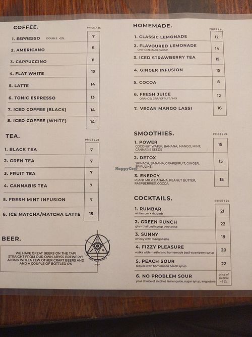 Drinks Menu Sep 2020 at Bracka 20 in Warsaw