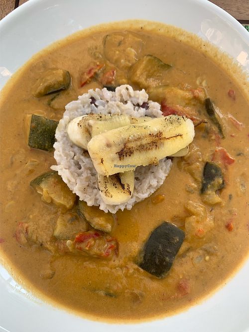 Curry with caramelised bananas, yum! at Urban & Veggie in Dubrovnik