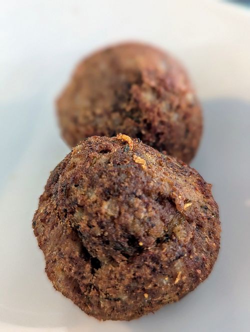 Plate full of goodies for two, part III: lollipop bean/barley/mushroom at Urban & Veggie in Dubrovnik