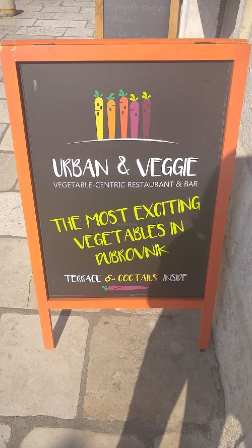 Signage at Urban & Veggie in Dubrovnik