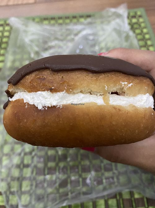 Another delicious pan with vegan cream filling 😛  at Libres X Siempre in Mexico City