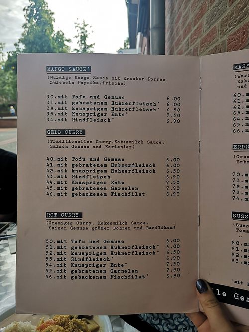 Menu at Hanoi Bistro in Soltau