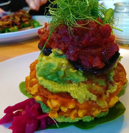 Vegan brunch stack at Journey Social in Lancaster