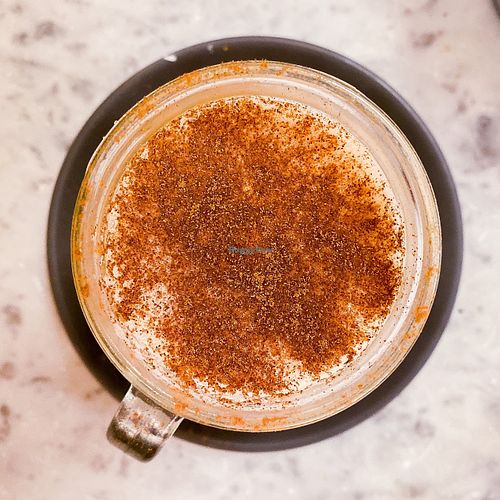 chai latte with almond milk and two espresso shots at Fego in Cobham