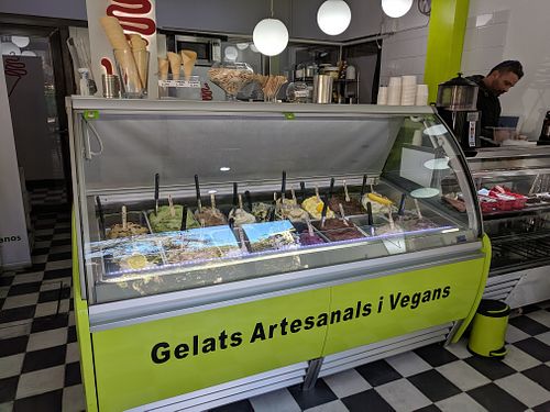 The ice cream display at La Gelateria del Barri in Santiago