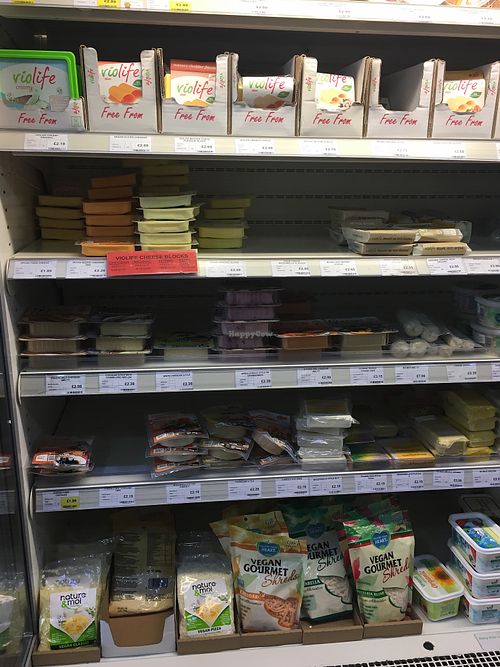 a good selection of vegan cheeses at Out of This World in Nottingham