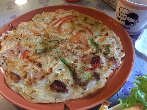 Japanese cake (I guess they meant pancake!) at Love Power Coffee Cafe in Phnom Penh