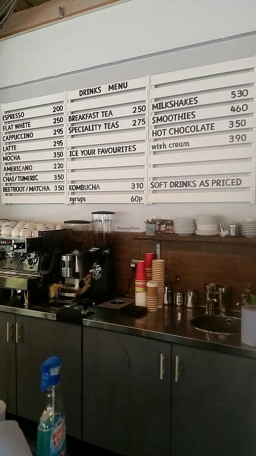 Menu at Greens Vegan in Cardiff