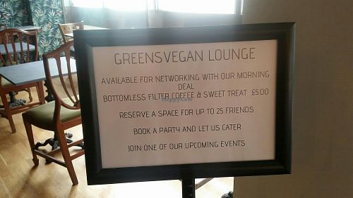 Bookings option at Greens Vegan in Cardiff