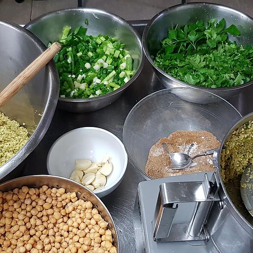 Fresh herbs & spices to make our falafels at Woods in Totnes
